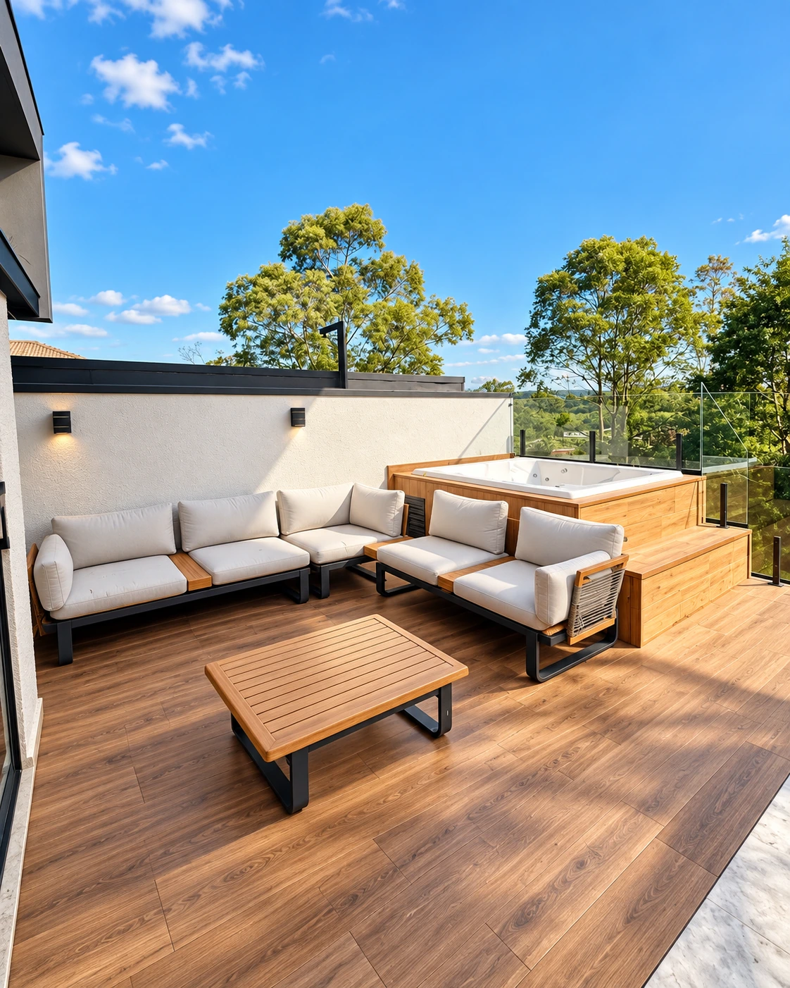 Terraço com jacuzzi no Aruã Brisas, em Mogi das Cruzes — Ref. 0084