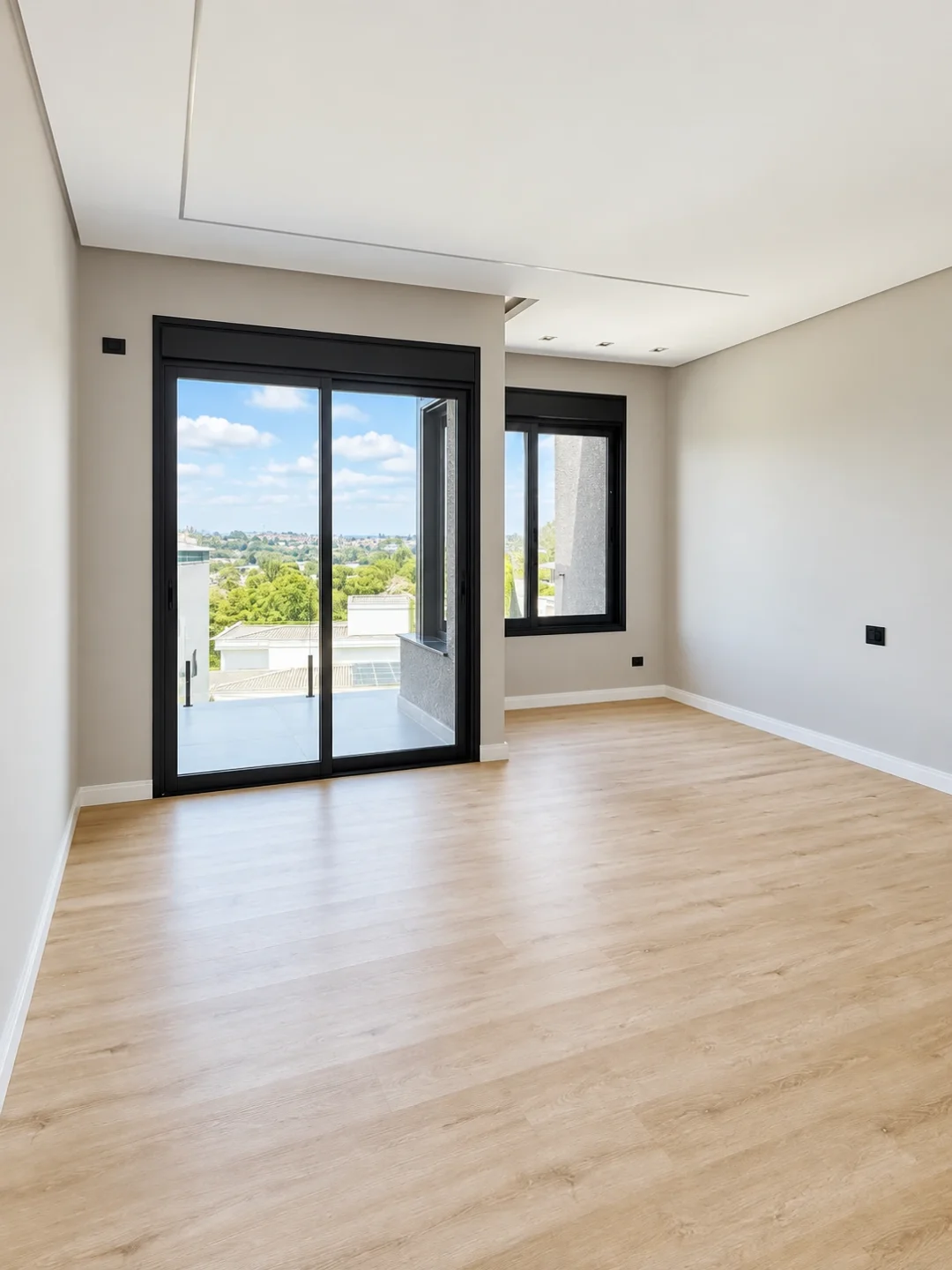 Quarto com acesso por portas de vidro no Aruã Brisas, em Mogi das Cruzes — Ref. 0087