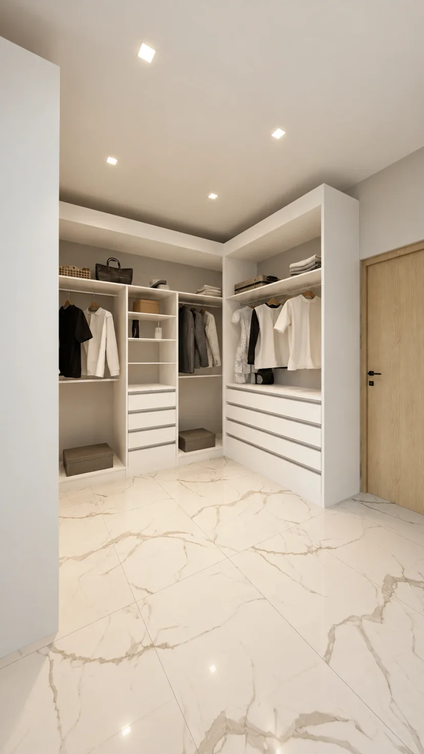 Imagem ilustrativa do projeto: closet da suíte master no Aruã Brisas, em Mogi das Cruzes — Ref. 0090