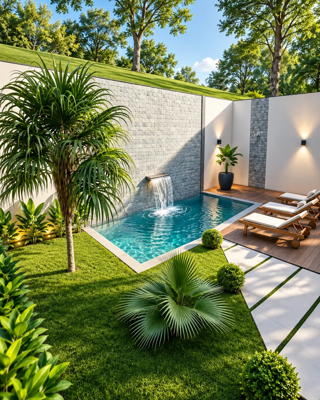 Imagem ilustrativa do projeto: piscina com cascata e paisagismo no Arujá Ville II, em Arujá — Ref. 0086