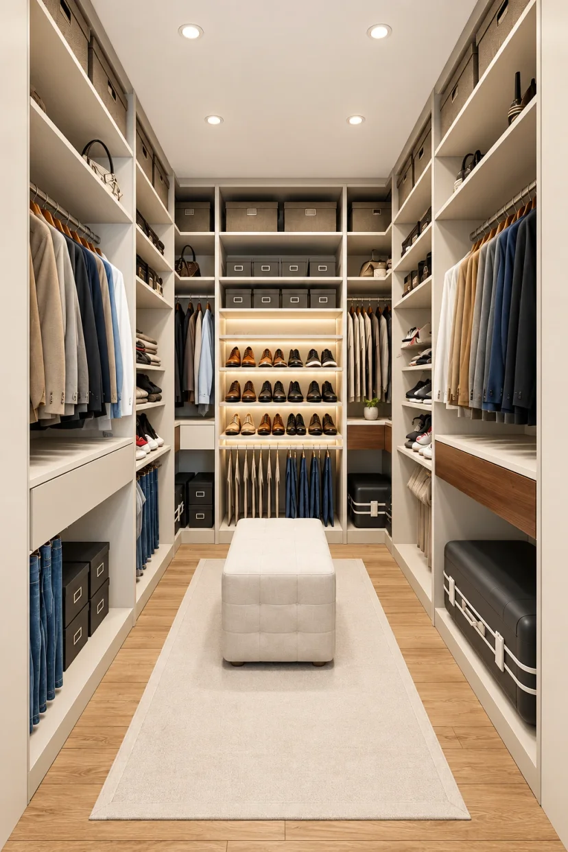 Imagem ilustrativa do projeto: closet com armários nas laterais no Arujá Ville II, em Arujá — Ref. 0093