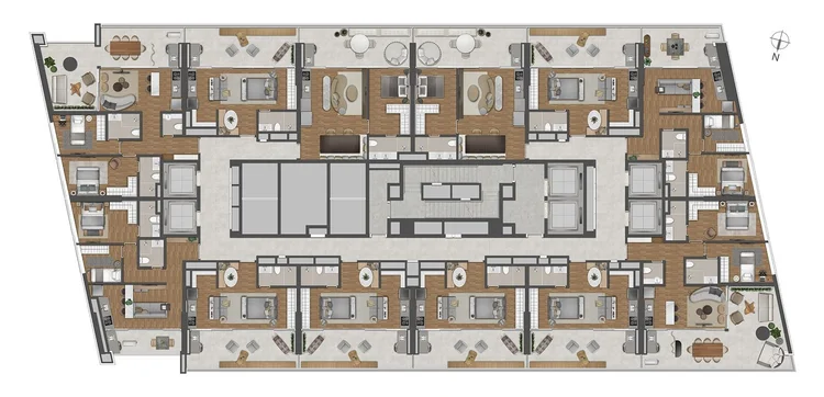 Planta: Pavimento residencial padrão — W Residences São Paulo