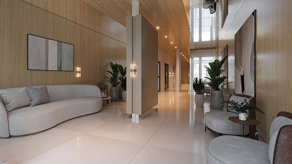 Lobby do Residencial Oliveira — perspectiva artística