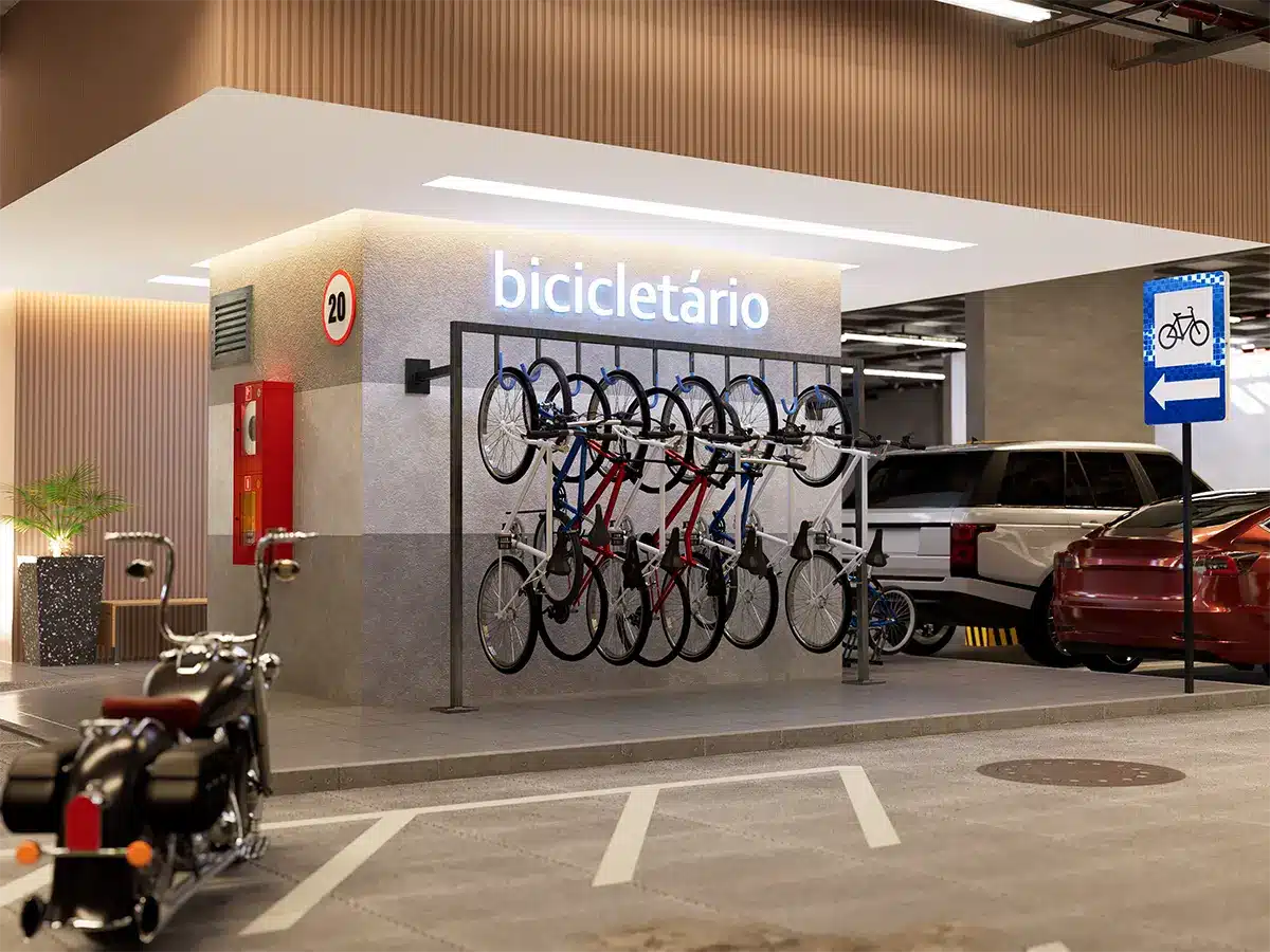 Perspectiva artística do Inspiratto: bicicletário